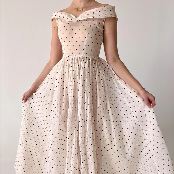 Eveliina Vintage Dresses & Skirts - Eveliina Vintage 1950s Polka Dot sheer dress XS